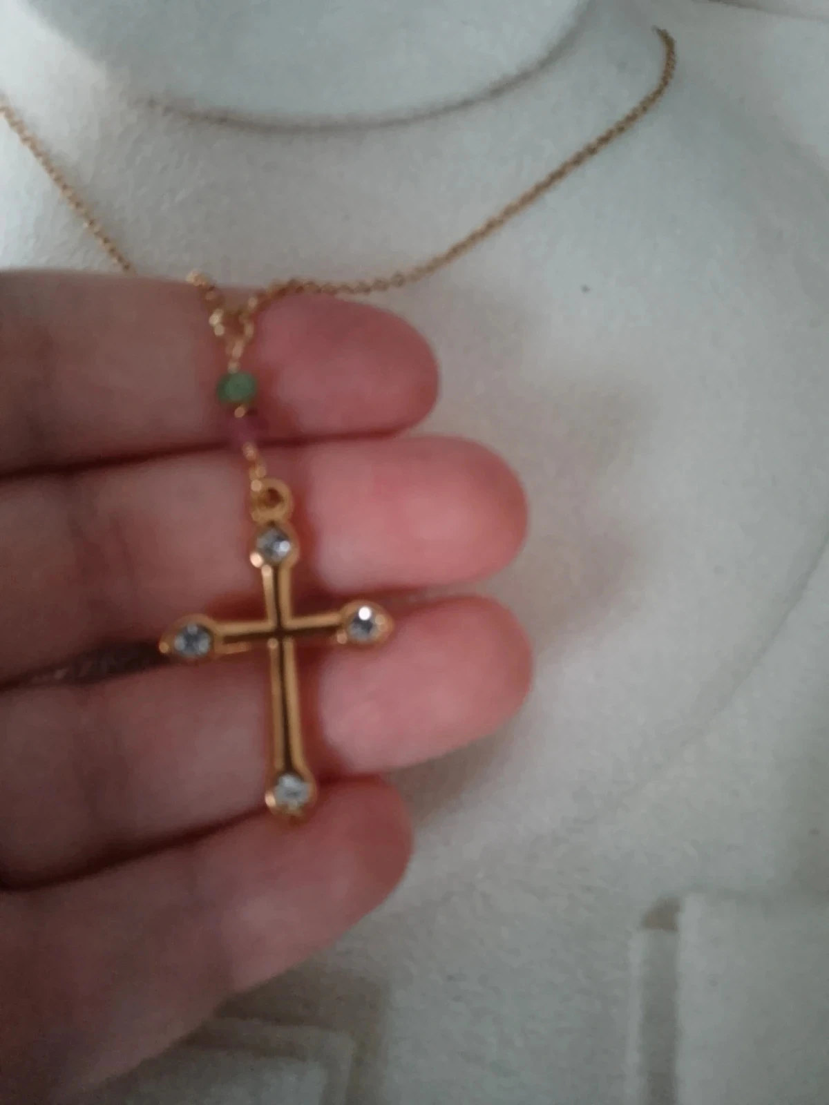 Kruis ketting, met toermalijn stenen en zirkonia – photo 3